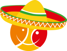 Ilustração de uma cabeça utilizando um sombreiro nas cores laranja, amarelo e vermelho, cores do movimento Satisfeito.