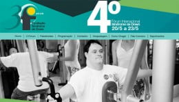 Material de divulgação do 4º Fórum Internacional de Sindrome de Down mostra um homem com síndrome de Down, fazendo exercício