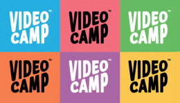 Logo do Videocamp em diversas cores (azul, rosa, verde, laranja, roxo e amarelo)